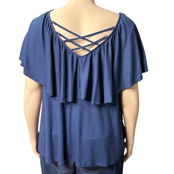 Massini Double Layered Top Casual Size 3X in Blue - Picture 4 of 10